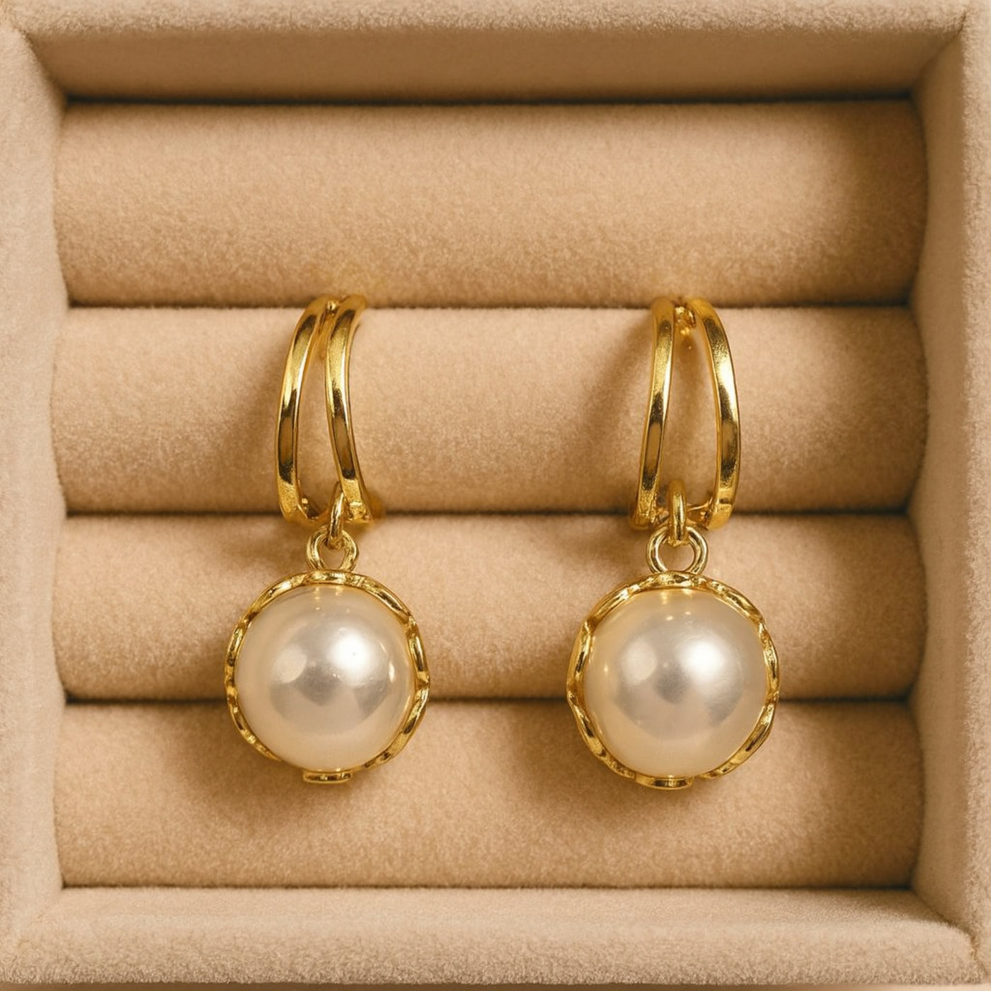 Elegant Gold Pearl Earrings