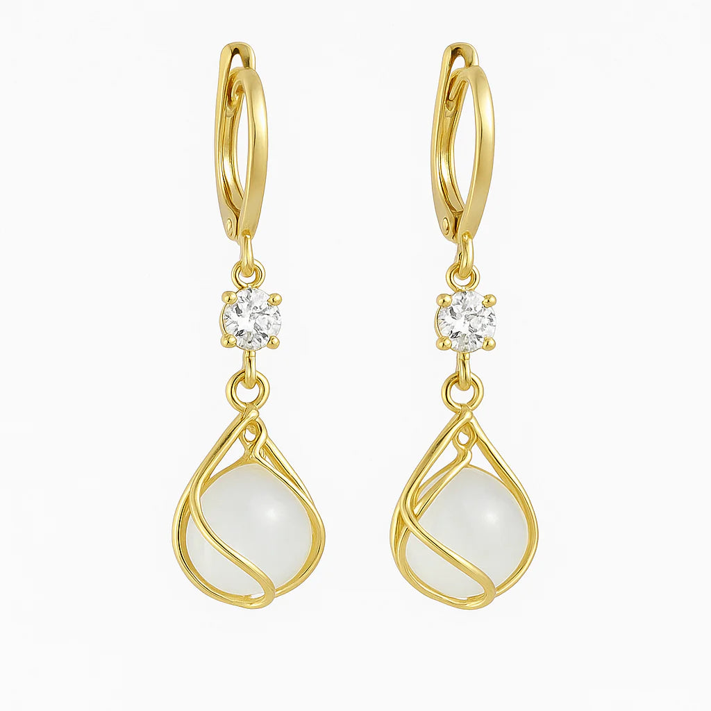 White Opal Dangle Earrings