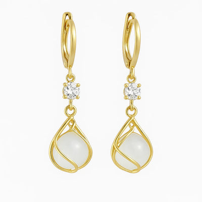 White Opal Dangle Earrings